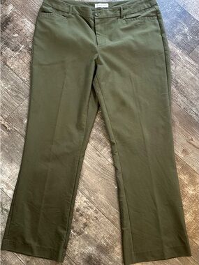 Christopher & Banks Dress Pant Olive Green Cotton/Polyster Size 14